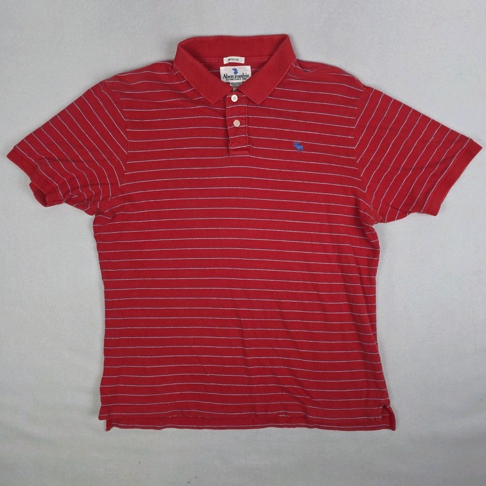Vintage 90s Abercrombie Fitch Polo Shirt Mens XL Red Striped Muscle Skate Y2k